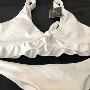 Thick Ribbed Bikini - White - Size M